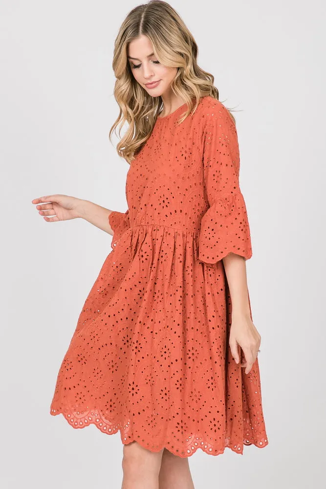 Jubilee Crochet Dress In Rust