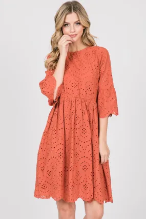 Jubilee Crochet Dress In Rust