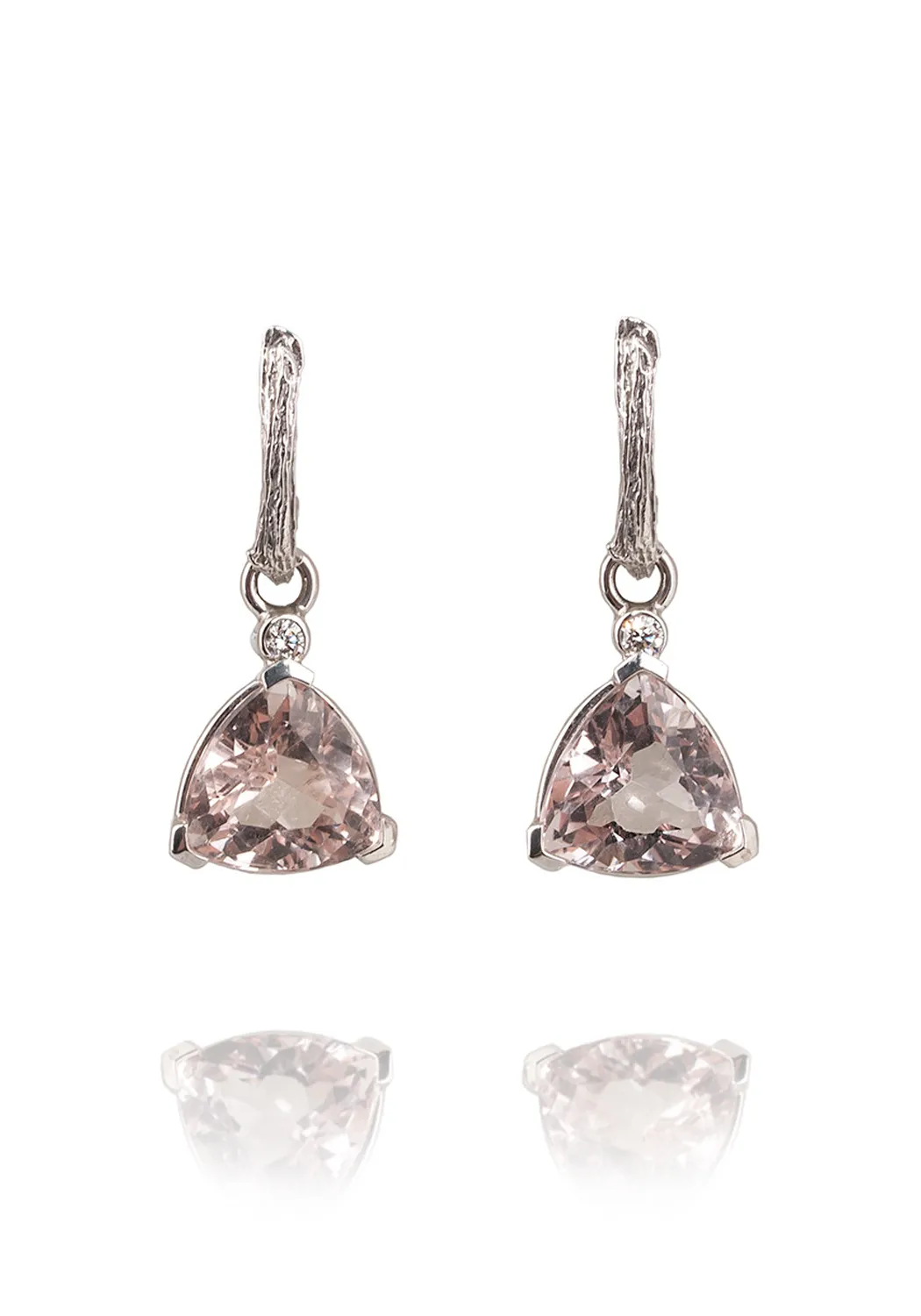 K. Brunini 18KWG Diamond & Blush Morganite Drop Earrings