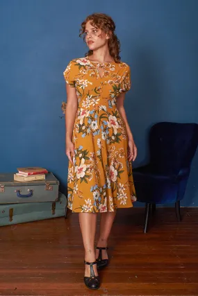 Kay Mustard & Cream Floral Dress