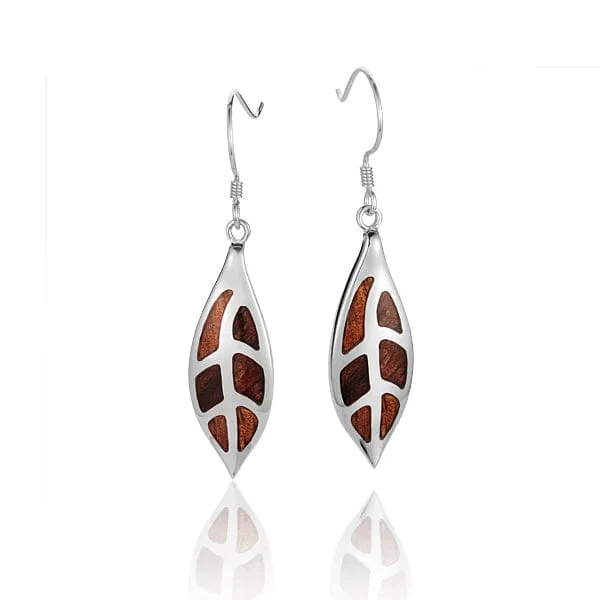 Koa Wood Leaf Earrings