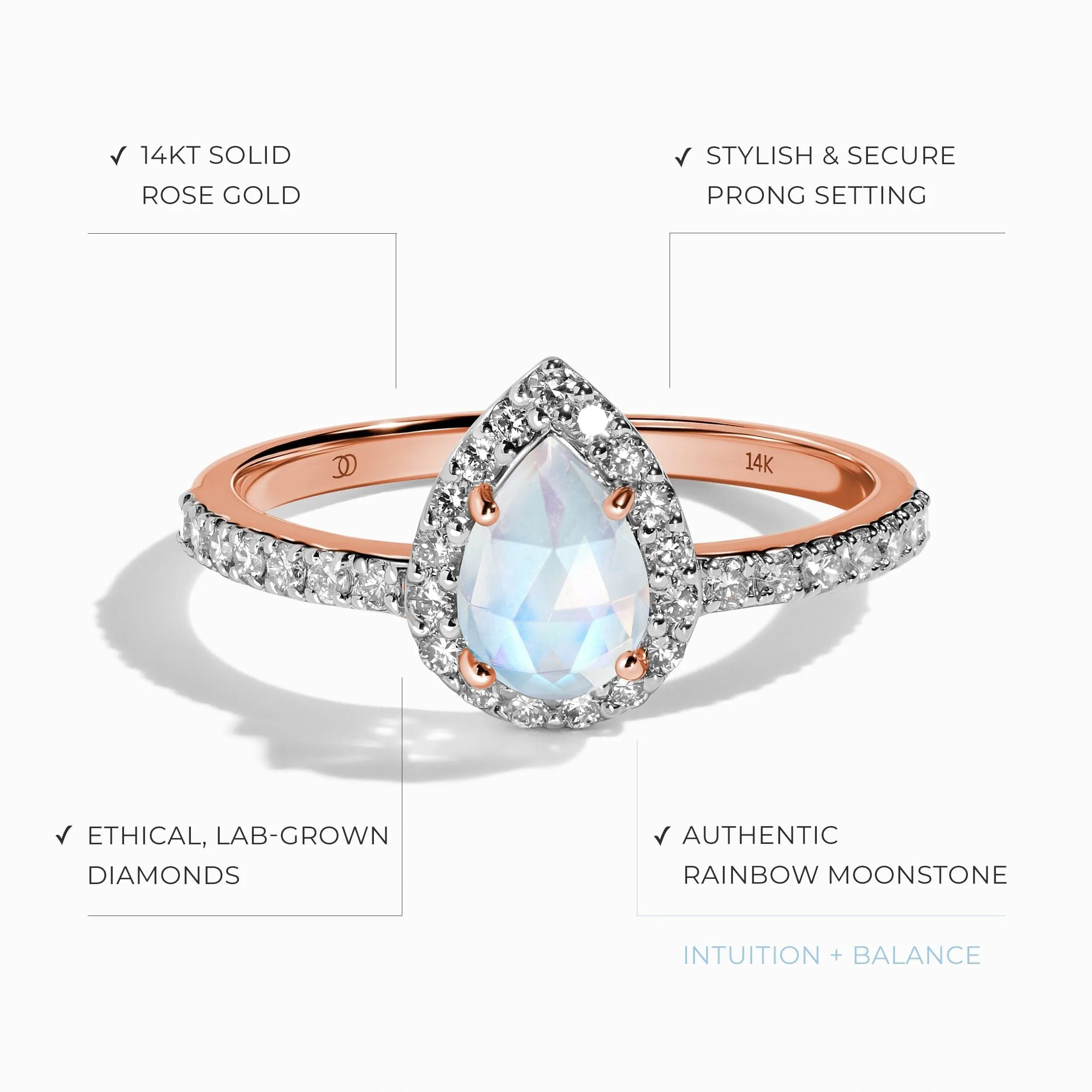 Lab Diamond Tear Of Joy Ring & Vow Band