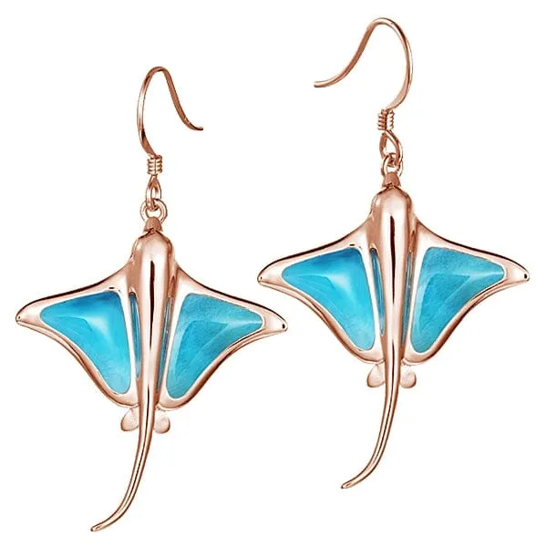 Larimar Eagle Ray Hook Earrings