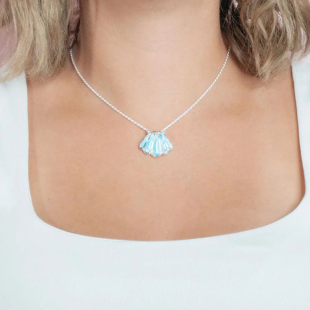 Larimar Ocean Oyster Shell Pendant