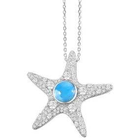 Larimar Sea Star Pavé Pendant