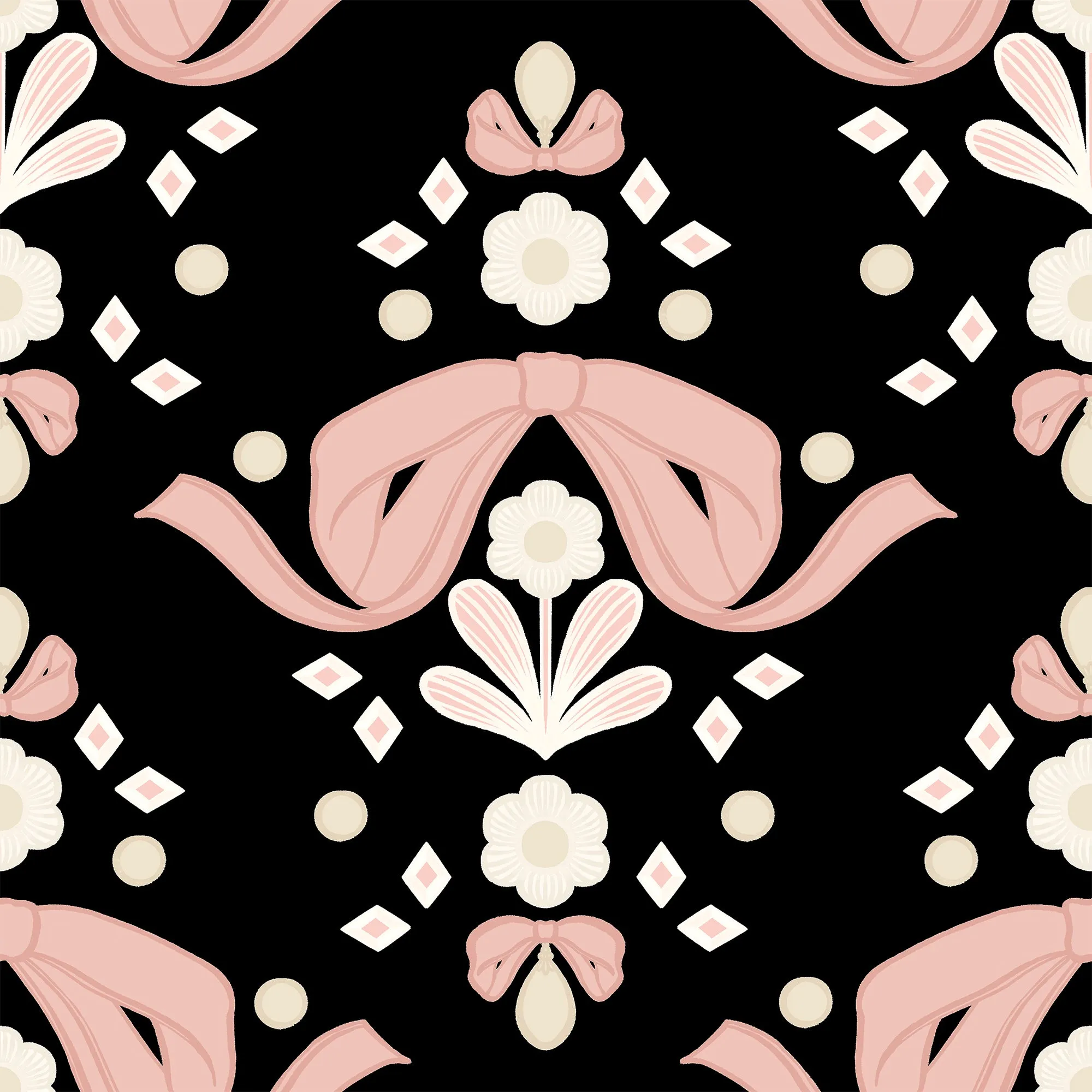 LELE SADOUGHI X NUWALLPAPER BY WALLPOPS BOW DAMASK BLACK PEEL AND STICK WALLPAPER