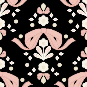 LELE SADOUGHI X NUWALLPAPER BY WALLPOPS BOW DAMASK BLACK PEEL AND STICK WALLPAPER