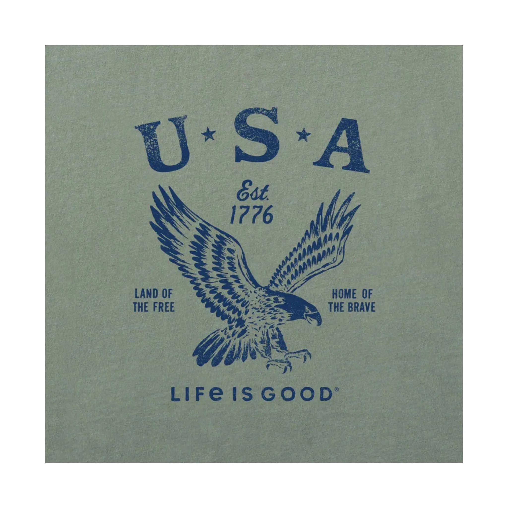 Life Is Good Men1776 Eagle Short Sleeve Crusher Tee - Moss Green