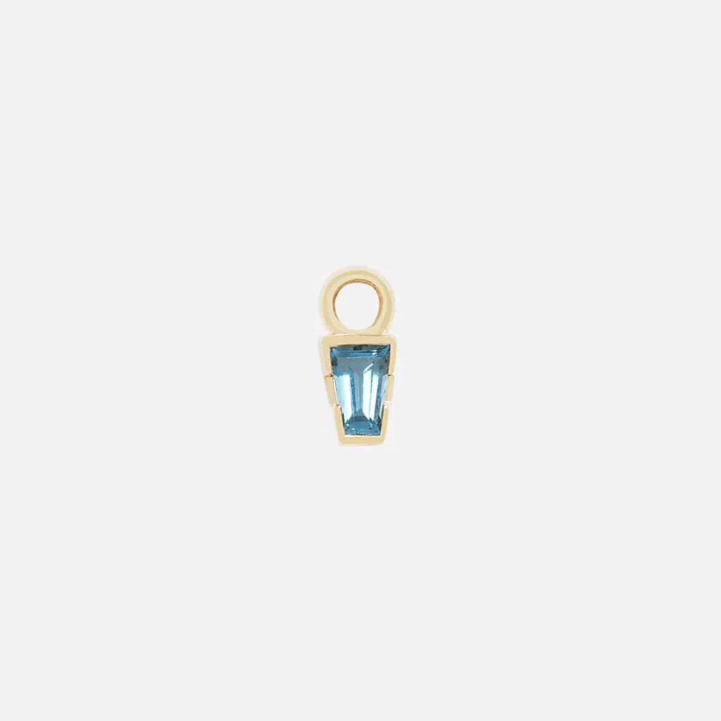 Linda Tapered Baguette Charm - 14K YELLOW - London Blue Topaz