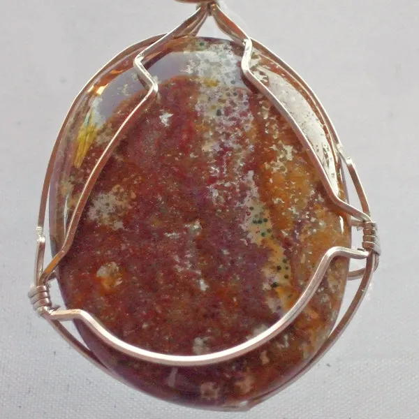 Macia Wire Wrap Cabochon Pendant Necklace