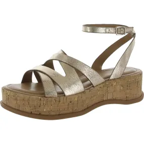 Naturalizer Womens Riley Faux Leather Metallic Platform Sandals