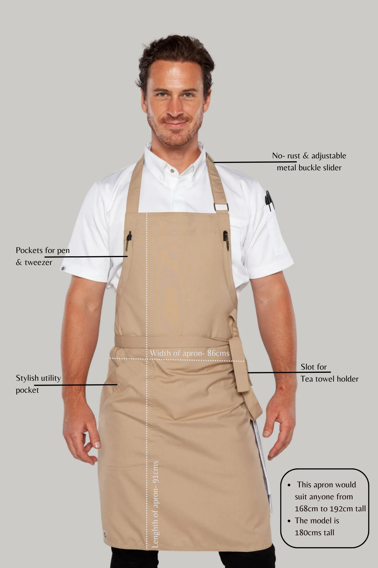 Niche Sand colour chef apron one size