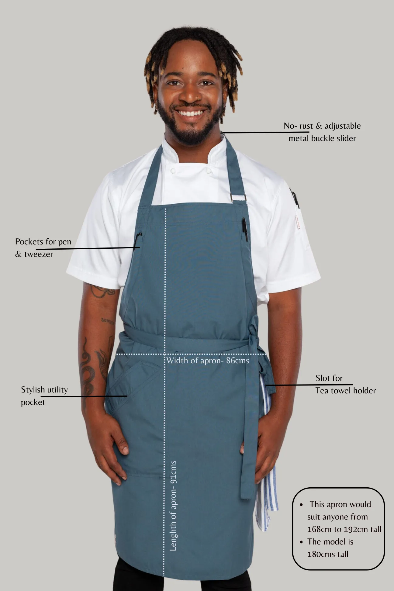 Niche Slate grey colour chef apron one size