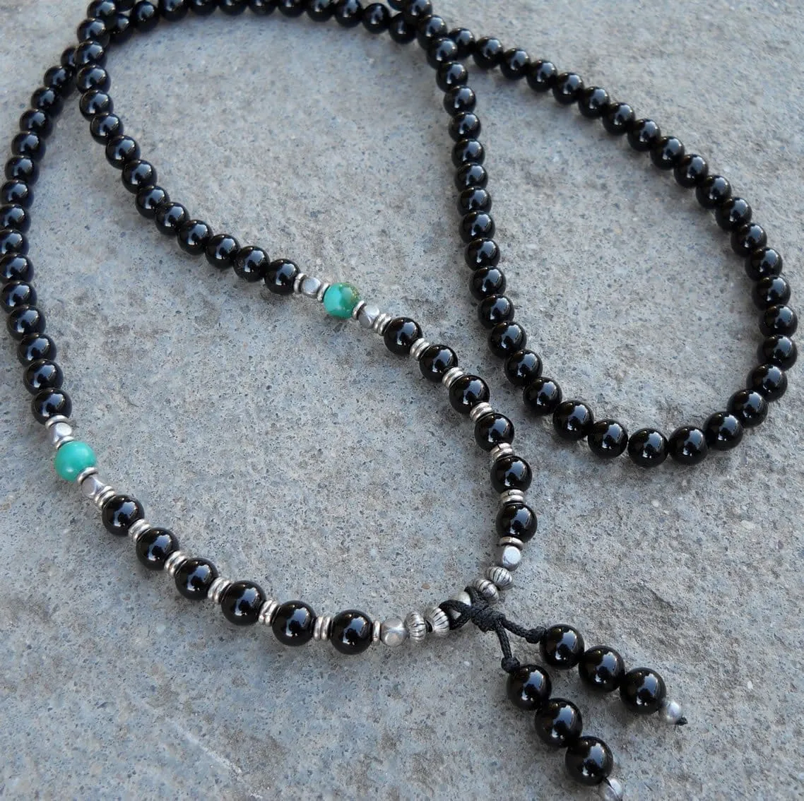 Patience, 108 Bead Mala Onyx Wrap Bracelet Or Necklace