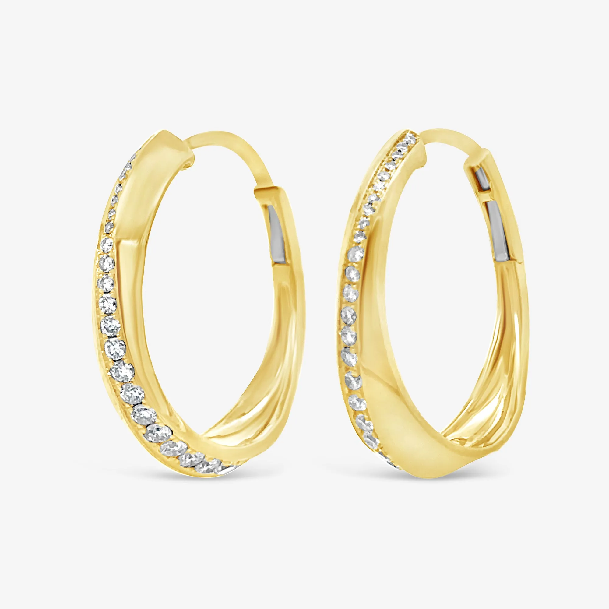 Pave Twist 0.60CT Diamond 1 Hoop Earrings