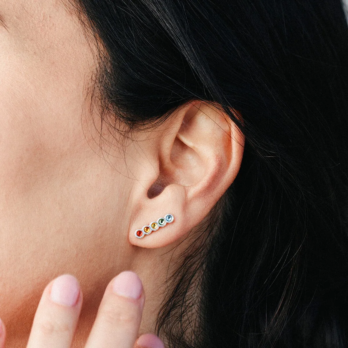 Pavé Rainbow Bar Stud Earrings