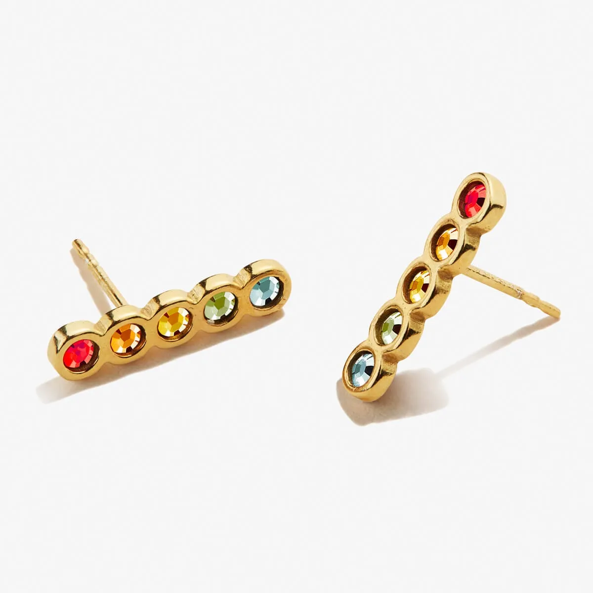 Pavé Rainbow Bar Stud Earrings