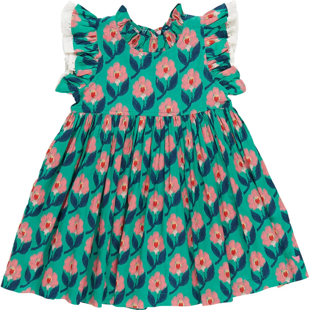 Pink Chicken Girls Leila Dress - Green Ikat Floral