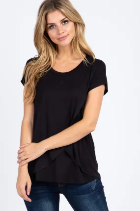 PinkBlush Black Layered Wrap Front Nursing Top