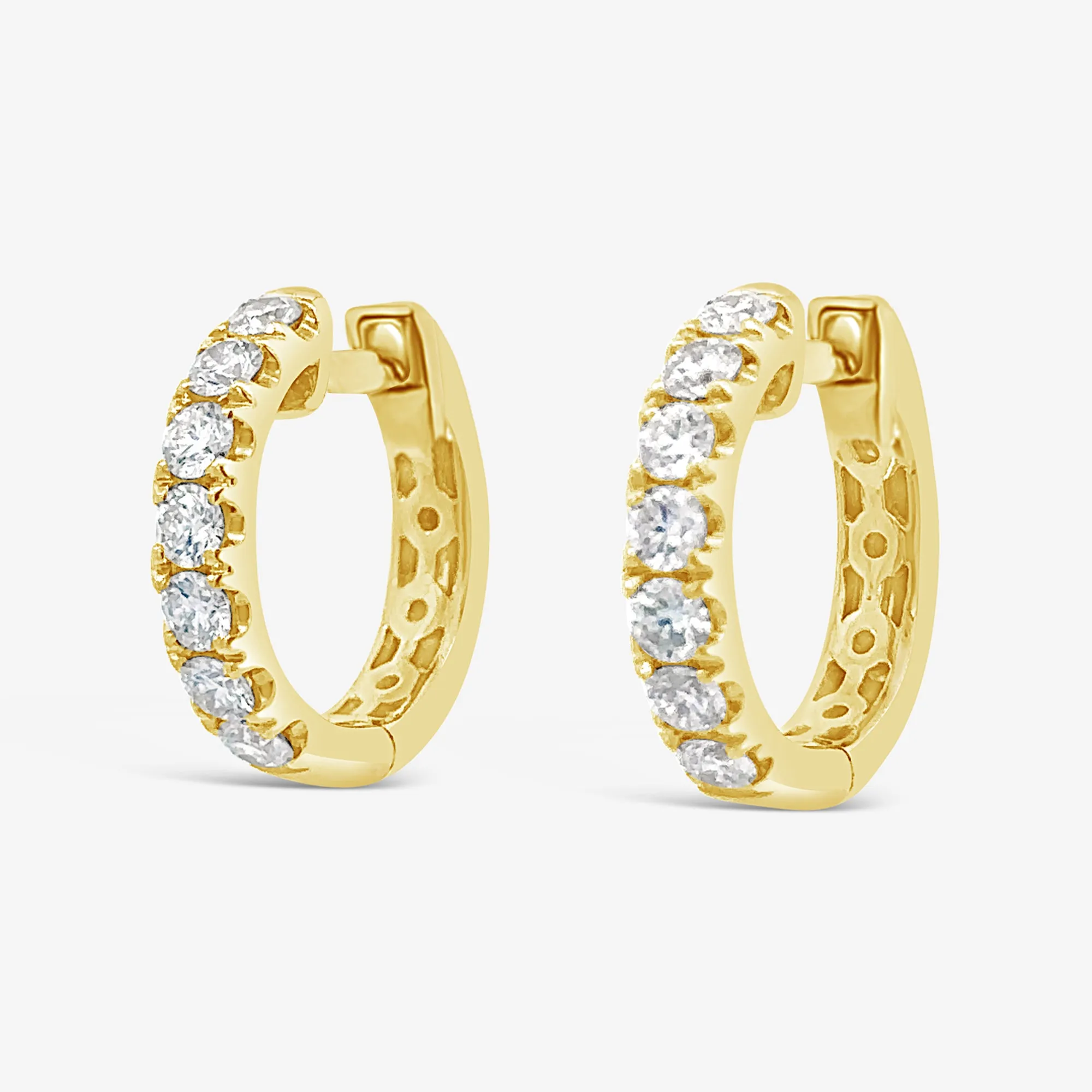 Prong Set 0.90CT Diamond Huggie Earrings