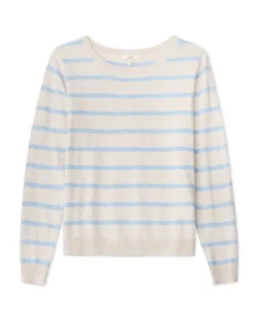 PULLOVER CREW SWEATER (ECRU/SKY BLUE STRIPE) - YERSE