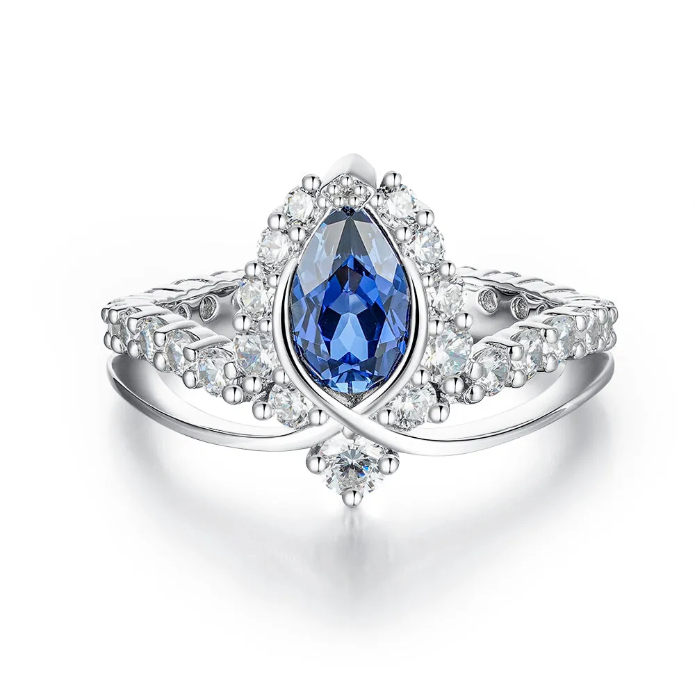 "ENDLESS BLUE" Luxe Crown Pear Shaped Sapphire Ring