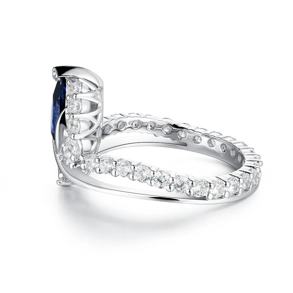 "ENDLESS BLUE" Luxe Crown Pear Shaped Sapphire Ring