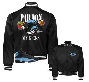 Retro 13 University Blue Satin Jacket - Fly Kicks - Black