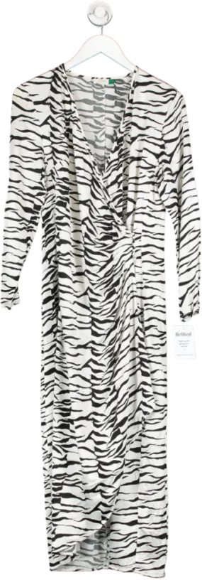 Rixo White Zebra Print Wrap Dress UK M