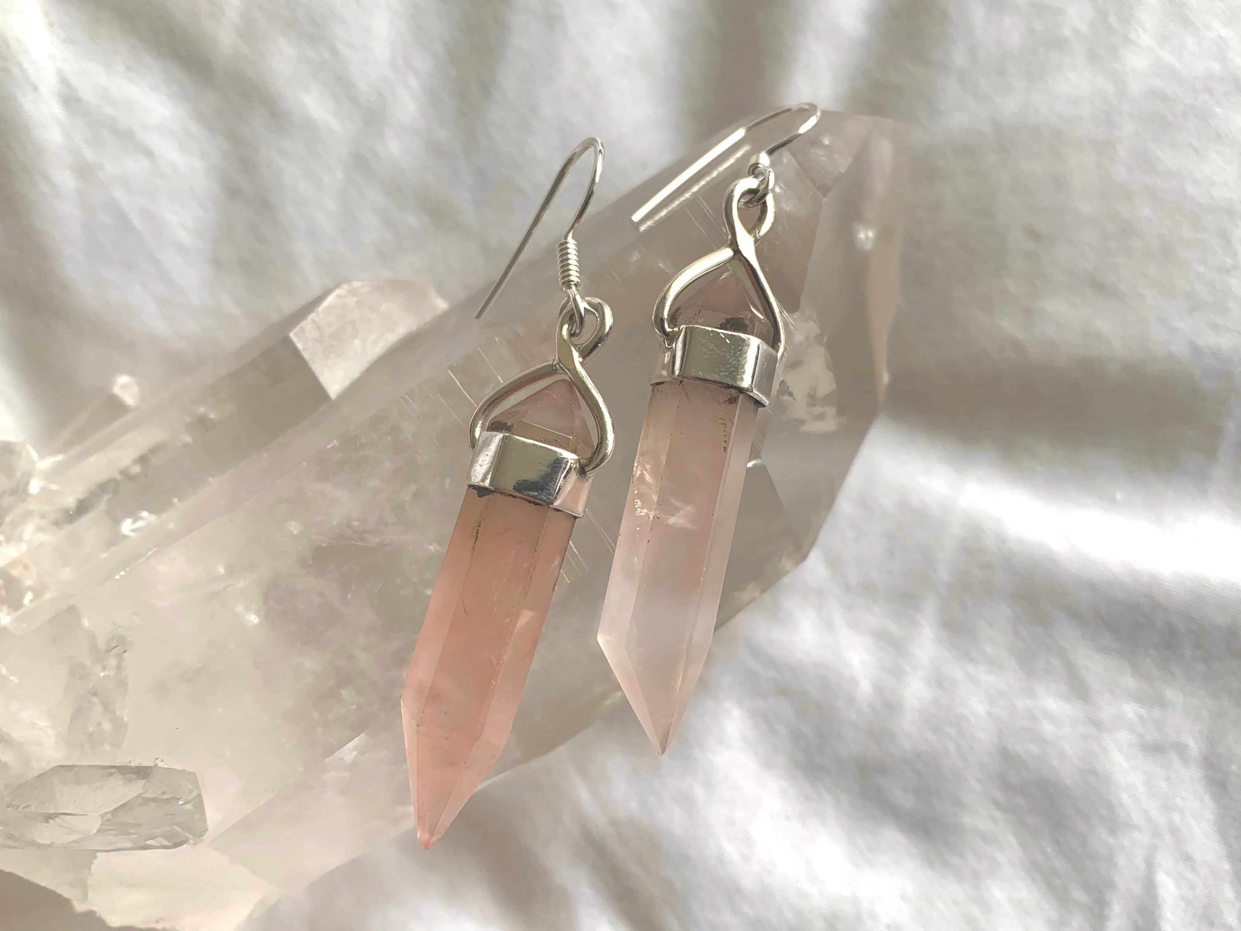 Rose Quartz Alena Earrings - Large