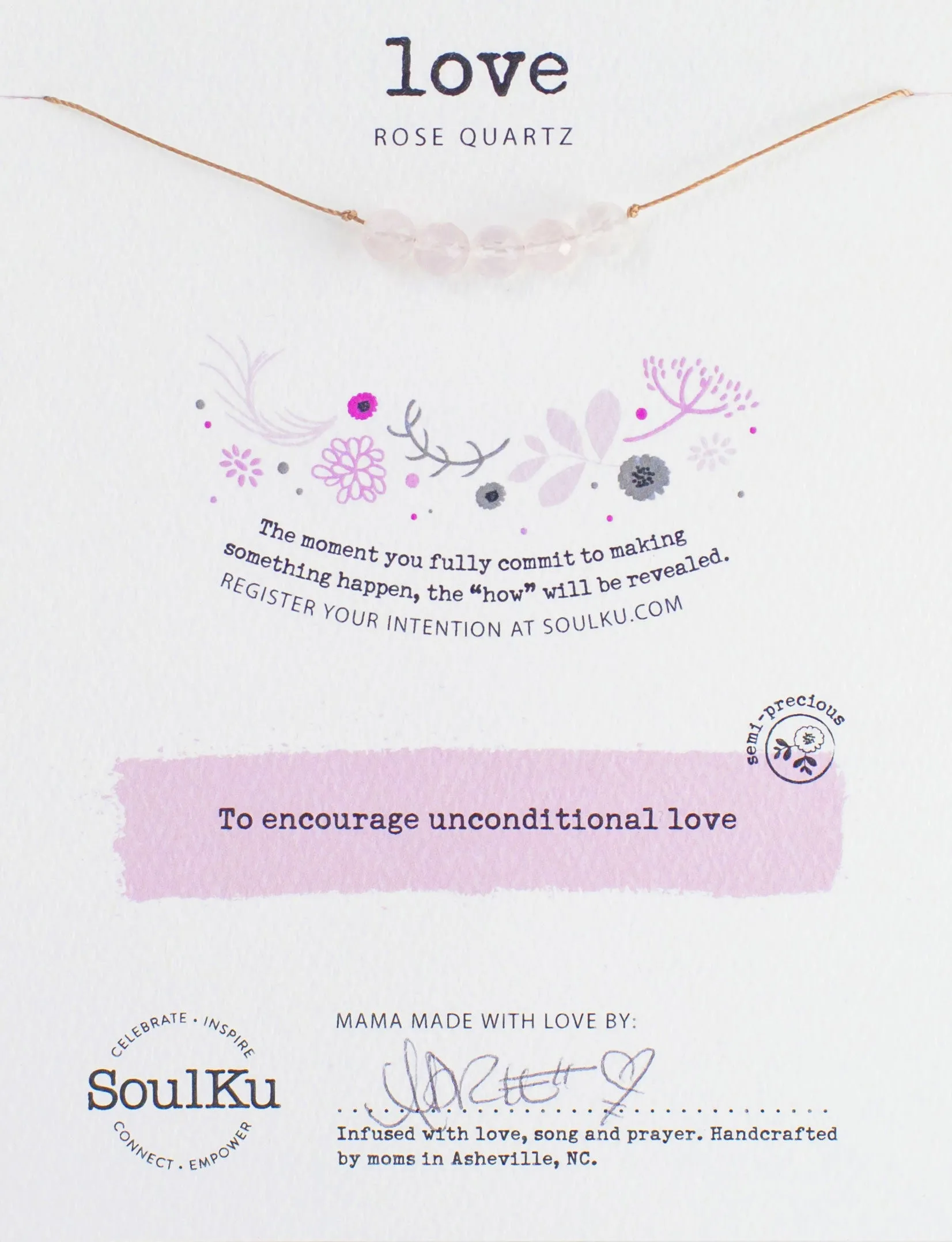 Rose Quartz Intention Necklace for Love