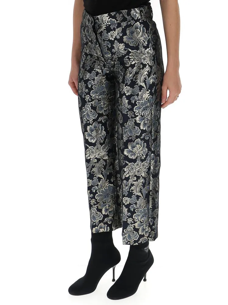 'S Max Mara Floral Textured Cropped Pants