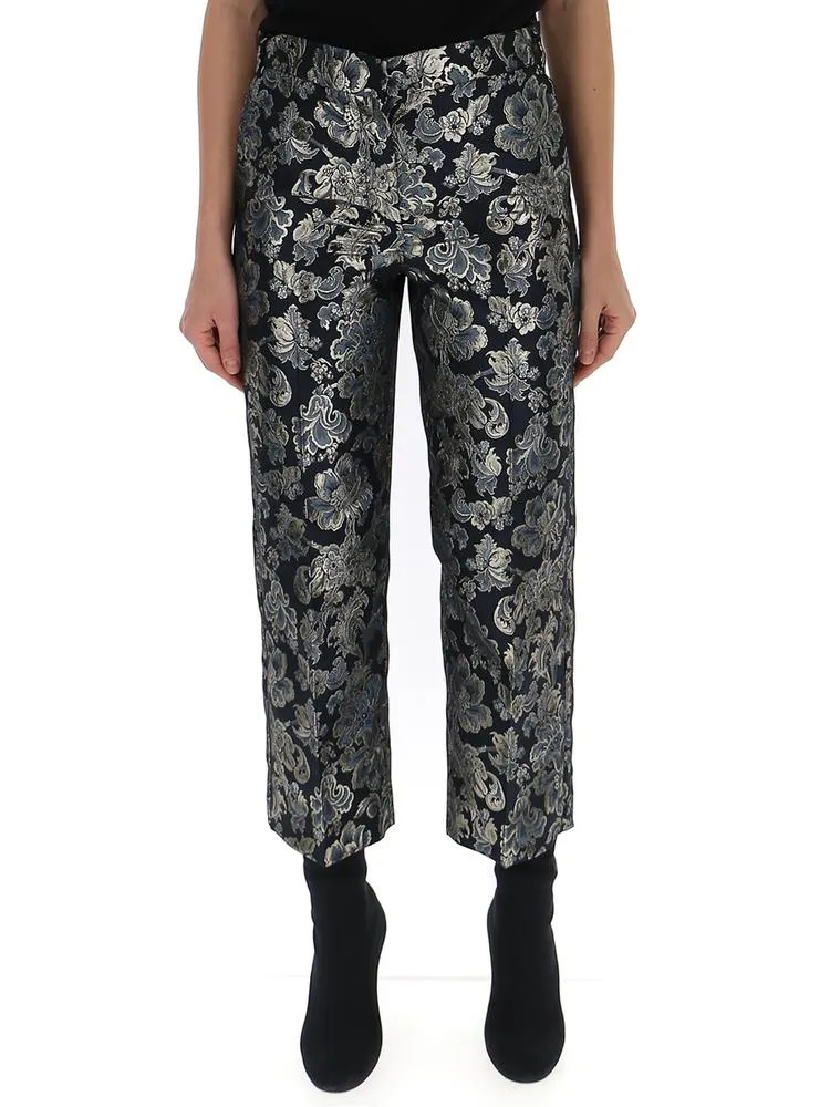 'S Max Mara Floral Textured Cropped Pants