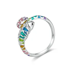 s925 Sterling Silver Colorful Chameleon Plain Ring