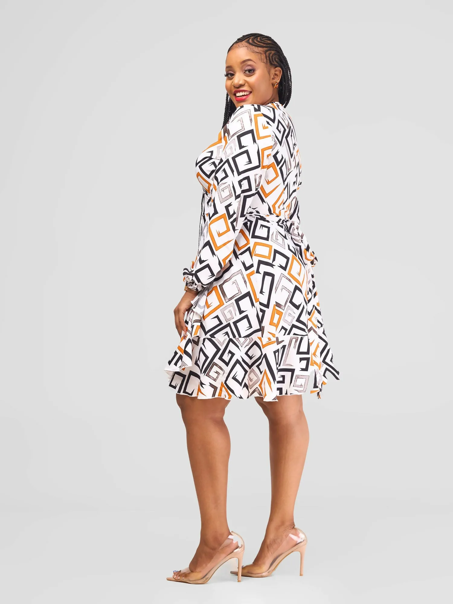 Salok Havilah Kyra Wrap Dress - Orange Print