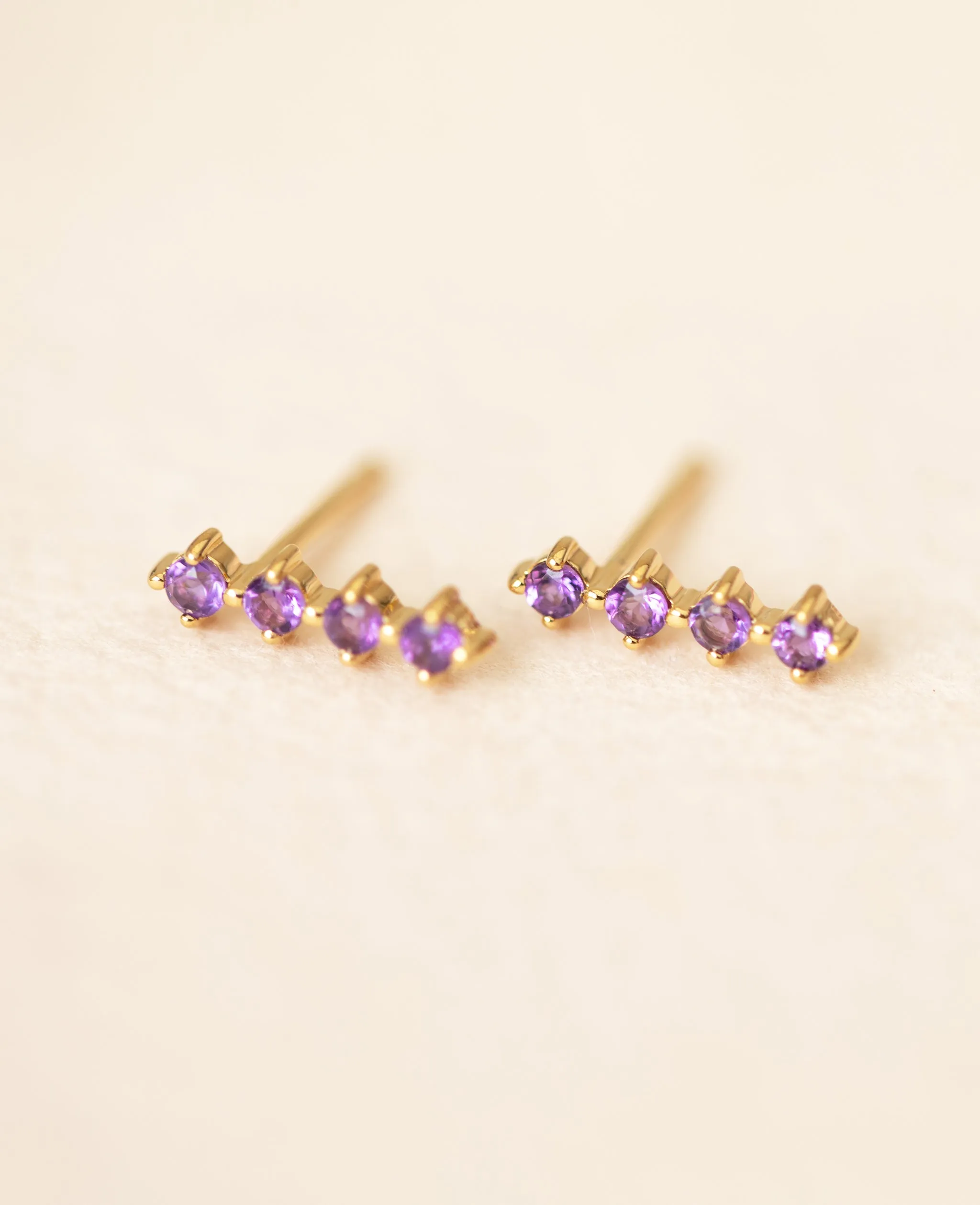 *SAMPLE SALE* Amethyst Bar Studs Gold