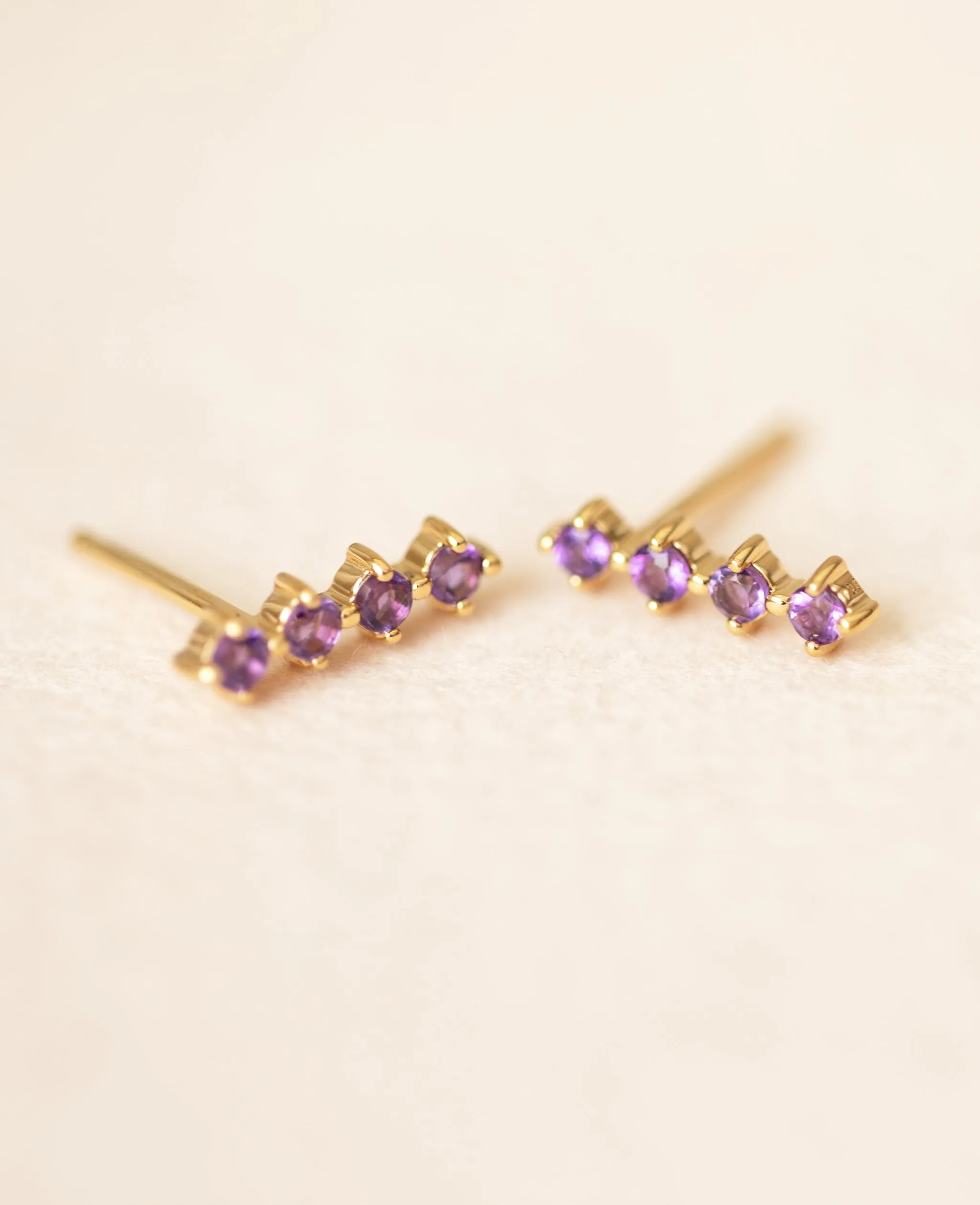 *SAMPLE SALE* Amethyst Bar Studs Gold