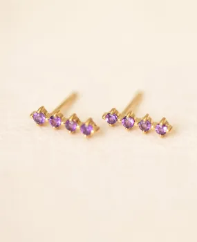 *SAMPLE SALE* Amethyst Bar Studs Gold