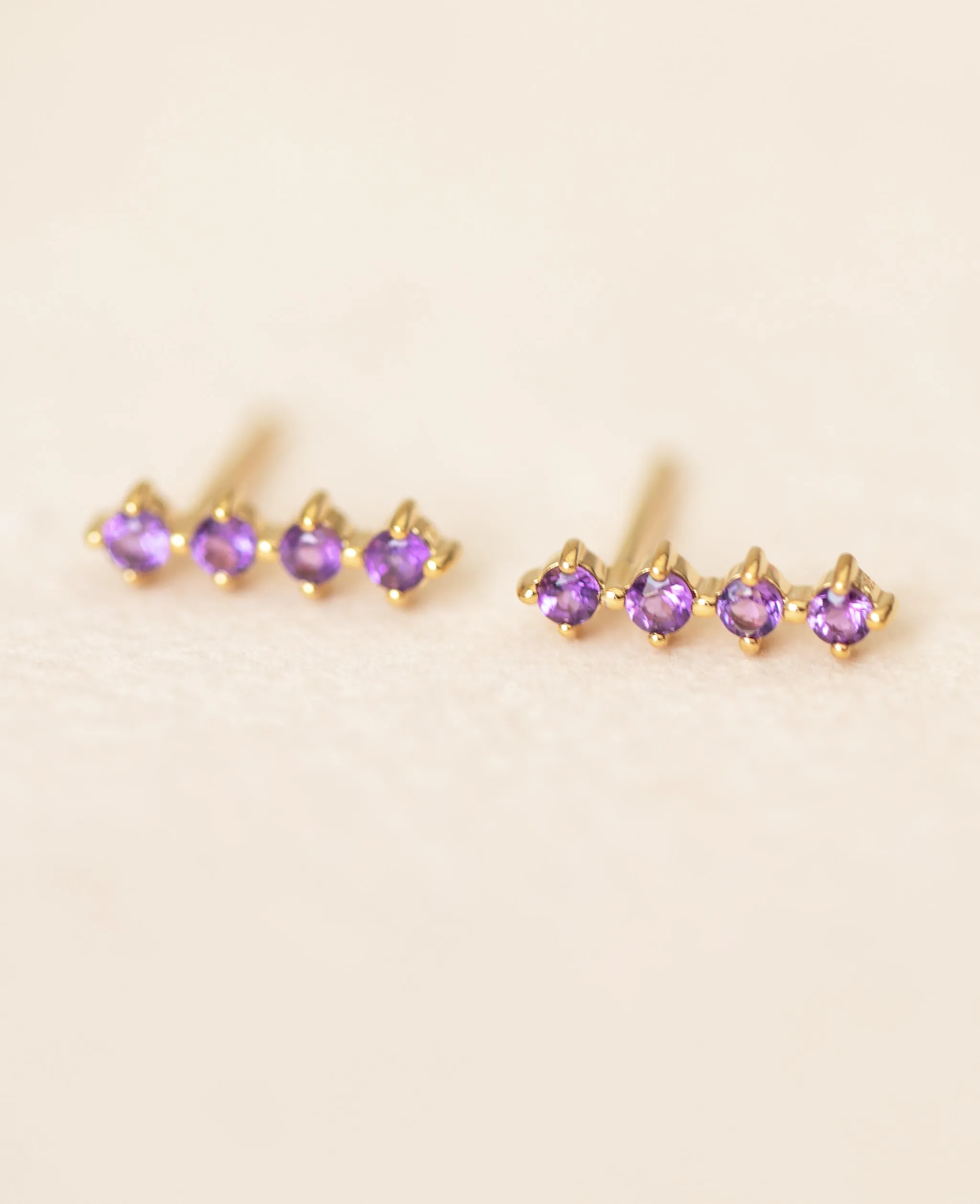 *SAMPLE SALE* Amethyst Bar Studs Gold