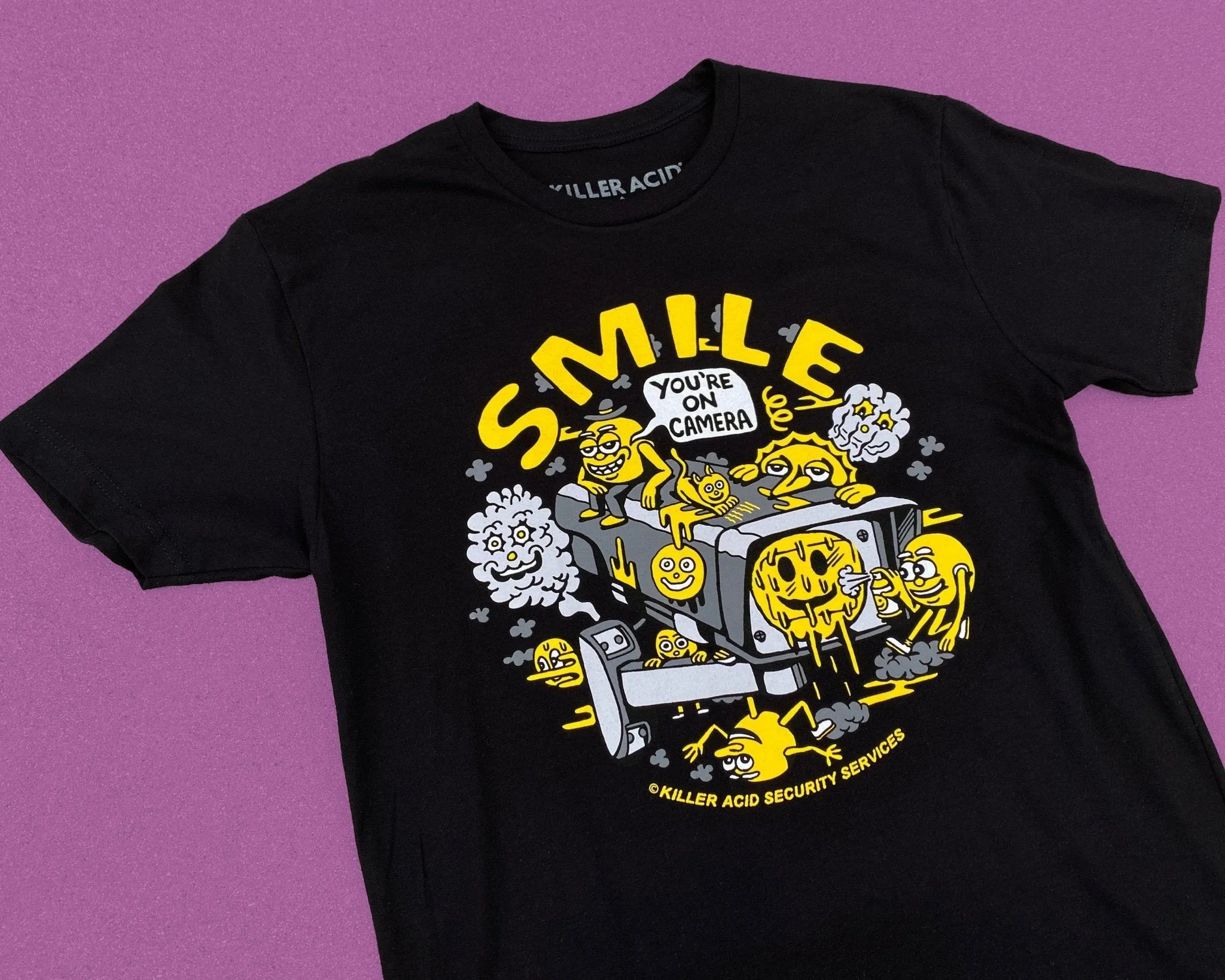 Smile You're on Camera Black Tshirt