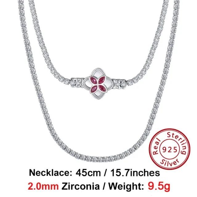 Solid 925 Sterling Silver Tennis Choker Chain Round Cut Cubic Zirconia