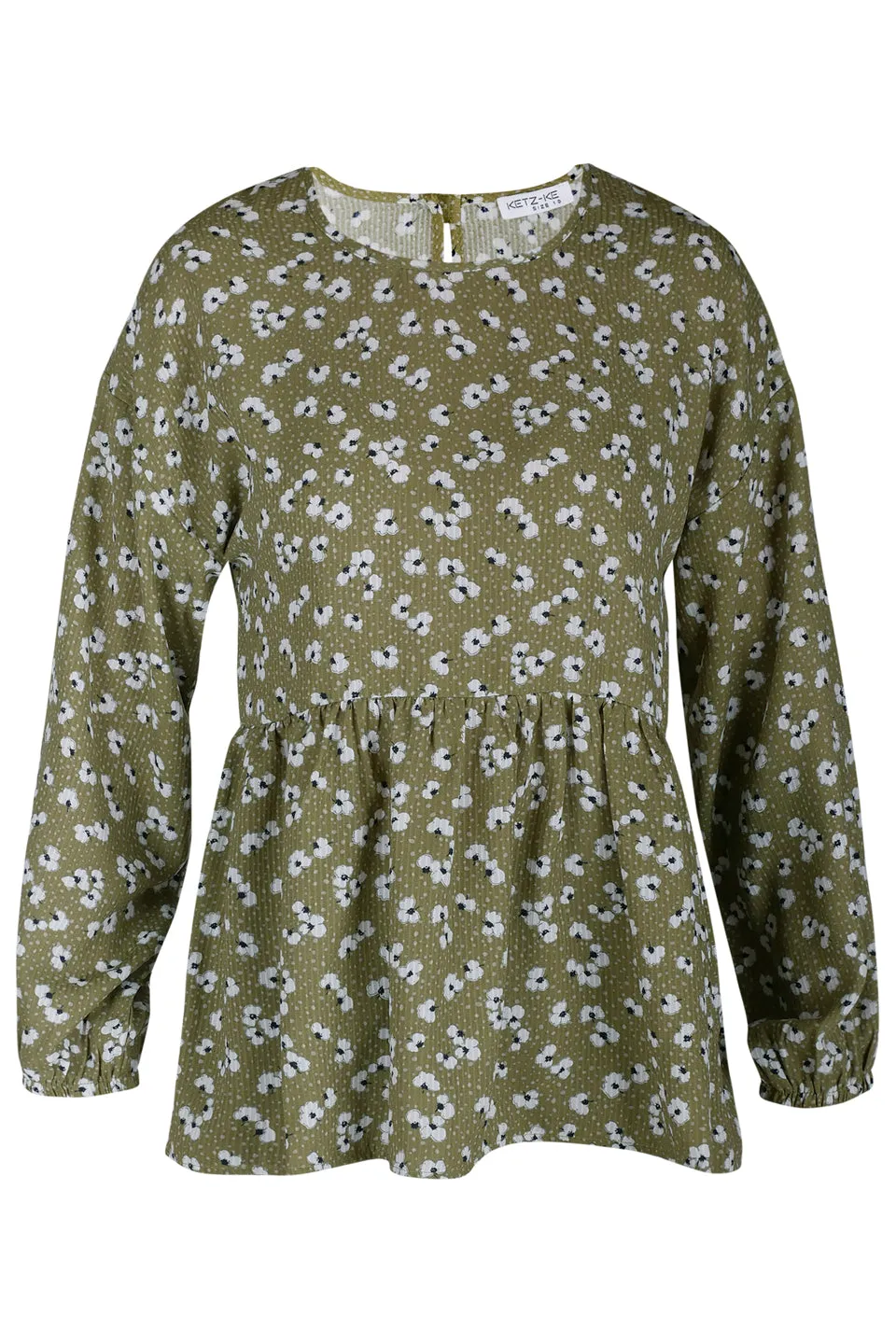 Spur Along Light Khaki Ditsy Floral LS Top