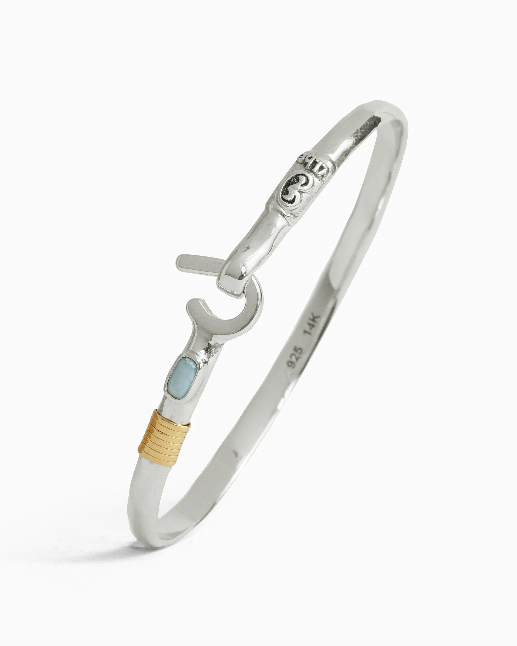 St. John Hook Bracelet with Stone, 4mm - Larimar