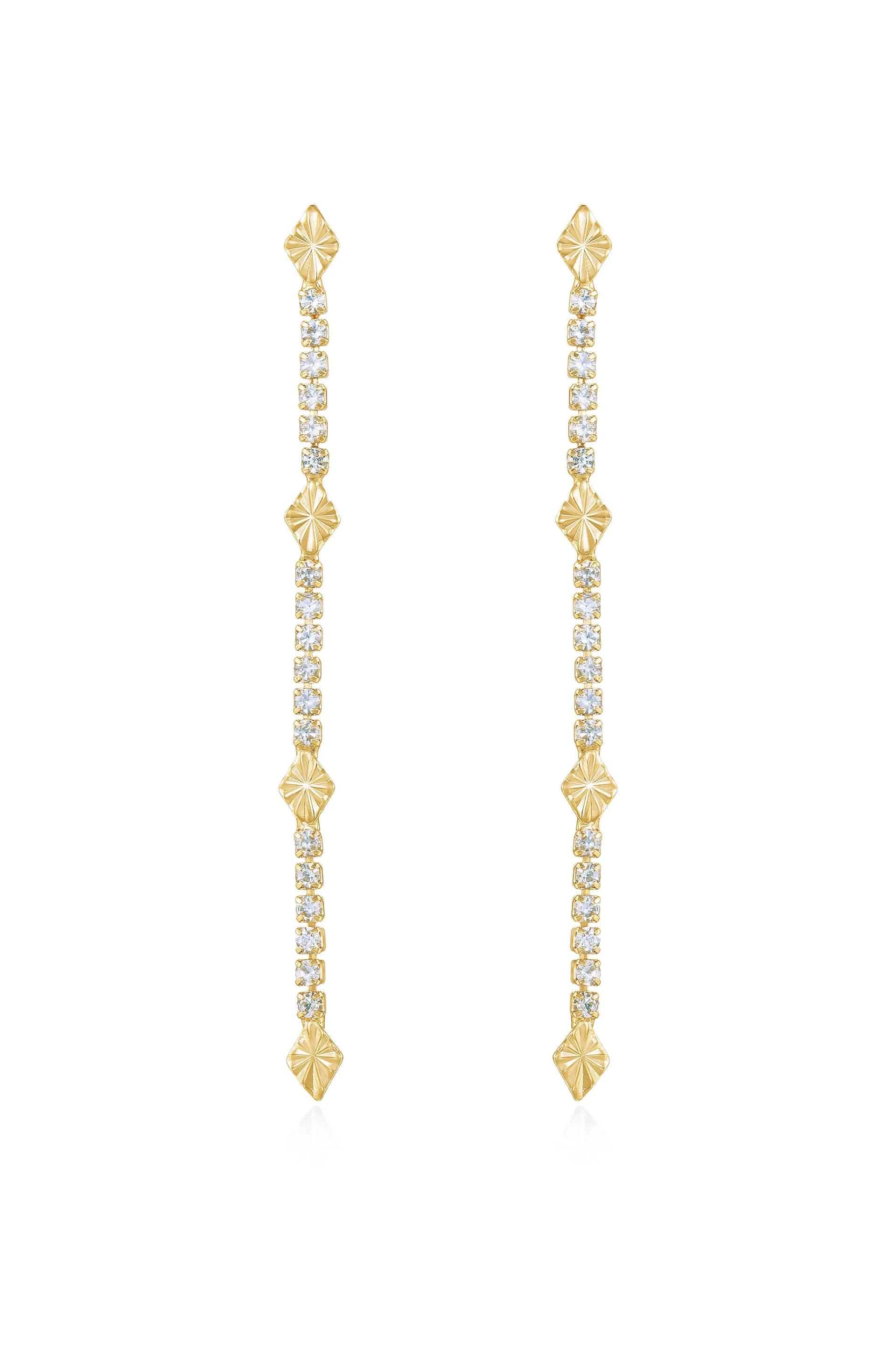 Straight Crystal Chain Dangle Earrings