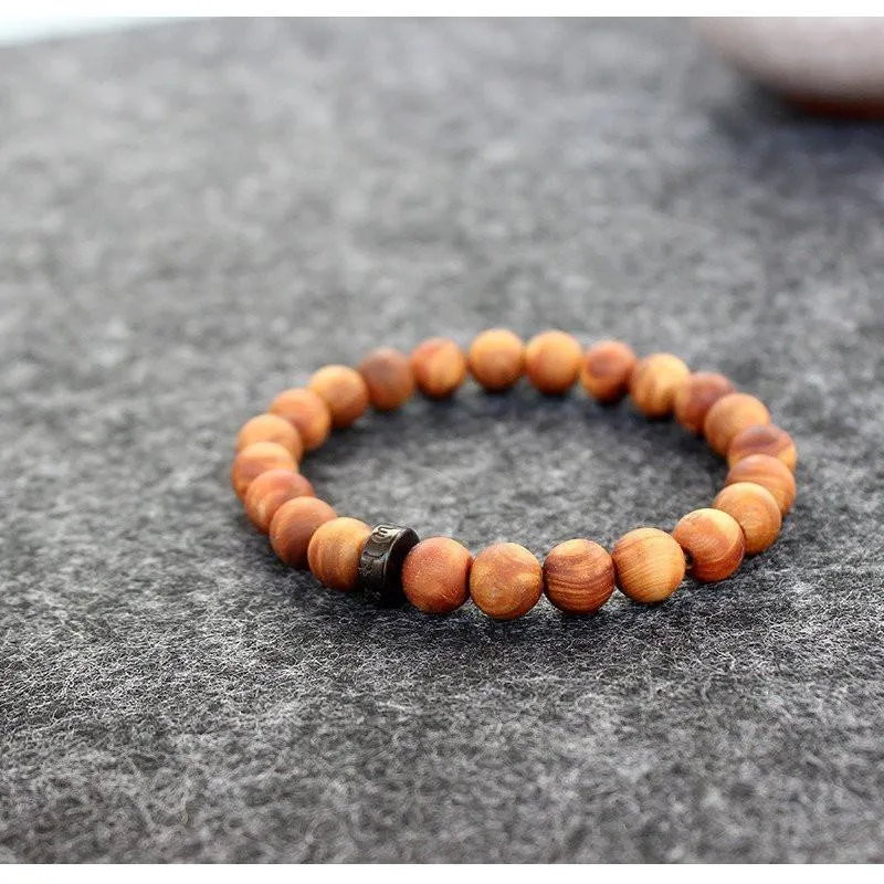 Tibetan Natural Wood Bracelet with Mantra