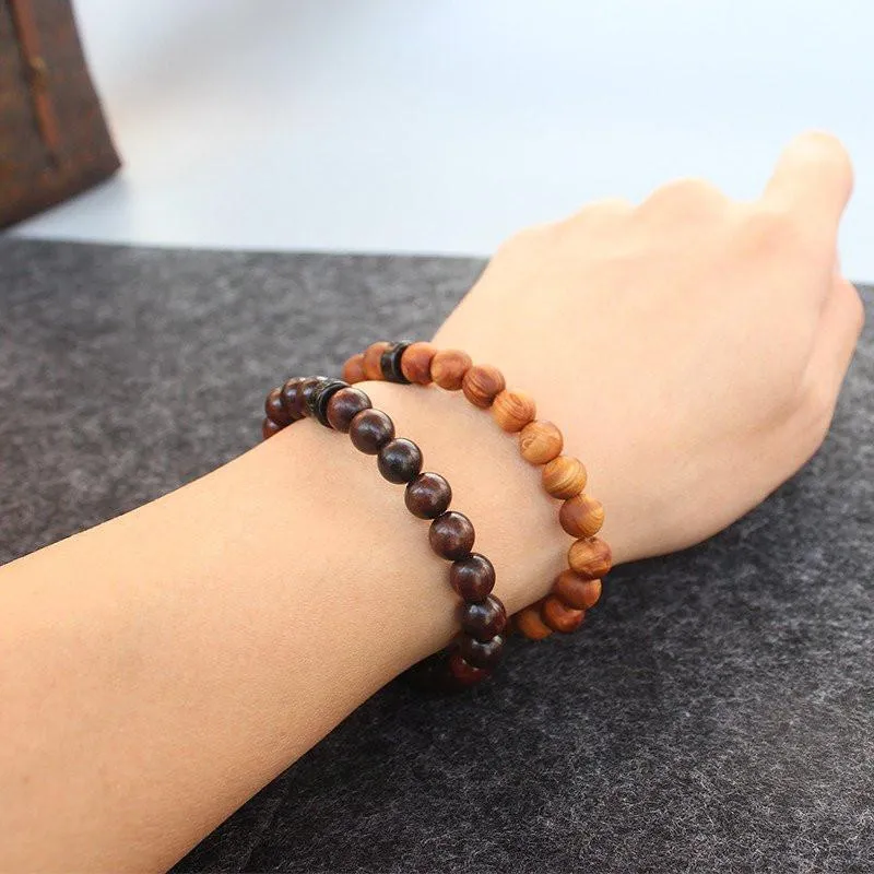 Tibetan Natural Wood Bracelet with Mantra