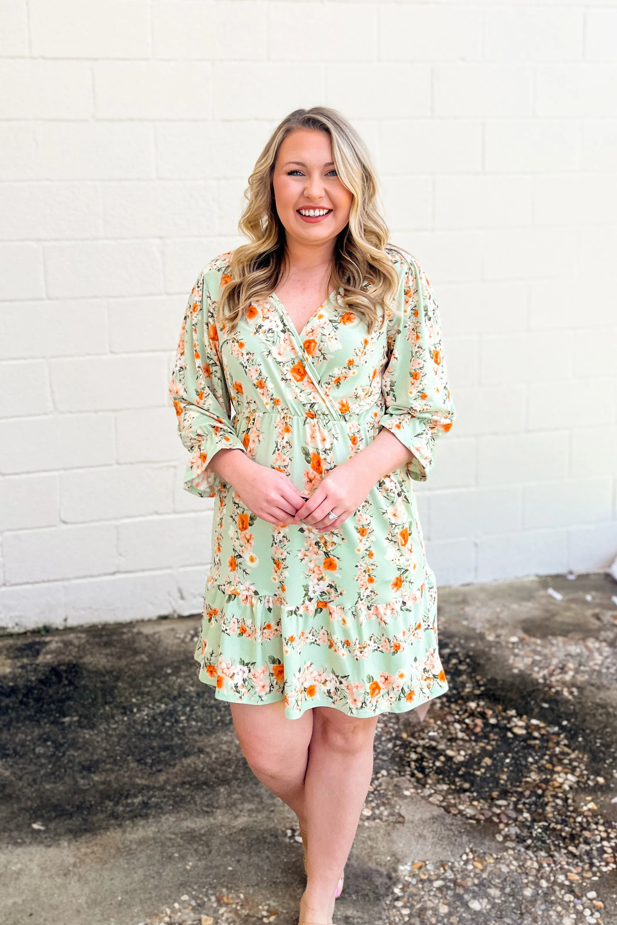 Too Much Fun Floral Wrap Dress, Mint