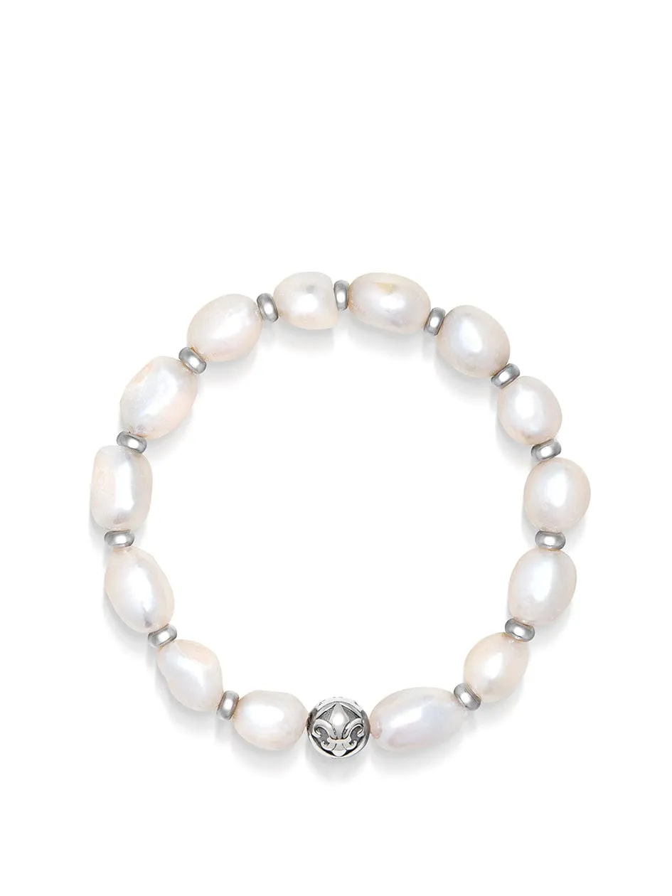 Women's Wristband with Baroque Pearls and Silver