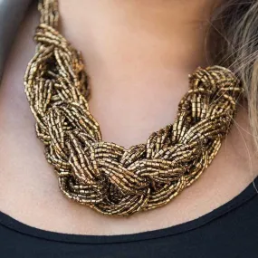 Wrap Battle Brass Seed Bead Necklace