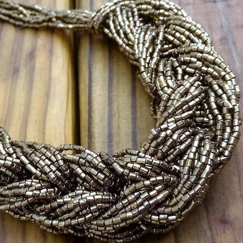 Wrap Battle Brass Seed Bead Necklace